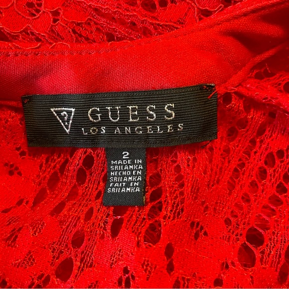 Guess Red Lace Cutout Midi Sheath Dress Open Back - Picture 7 of 7
